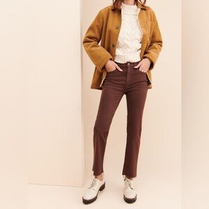 EDWIN bree slim straight cropped jeans 27 dark brown high rise flattering